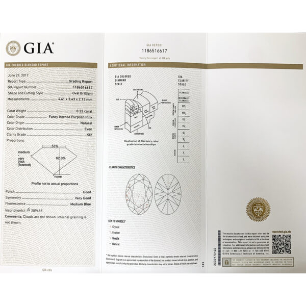 OVAL 22PT 5P P2 MARG 289455 GIA certificaiton