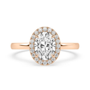 Oval Halo Engagement Ring in Rose Gold