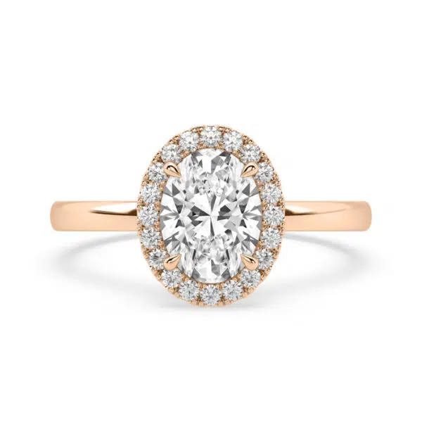 Oval Halo Engagement Ring in Rose Gold