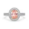 Oval Padparadscha Sapphire Halo Ring