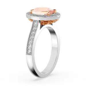 Oval Padparadscha Sapphire Halo Ring 3