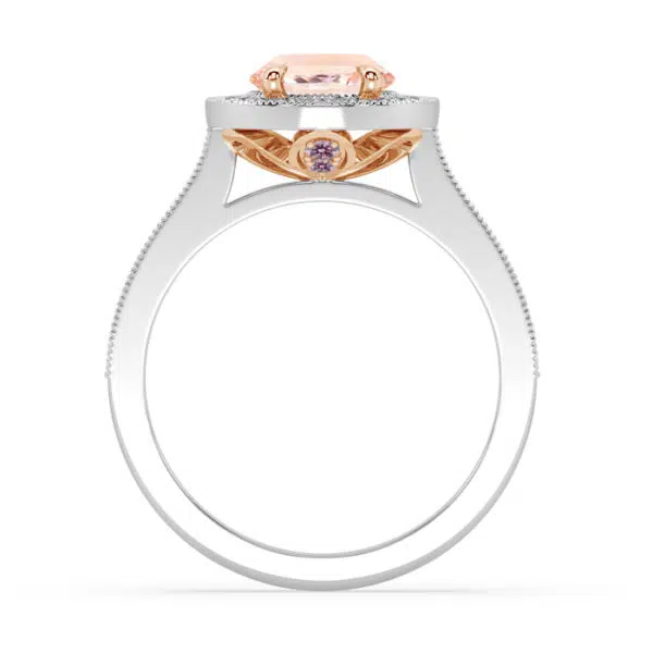 Oval Padparadscha Sapphire Halo Ring 4