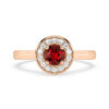 Ruby halo ring in rose gold