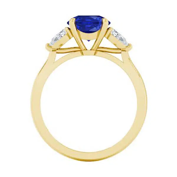 Sapphire Ring with Pear Diamond Sides 2