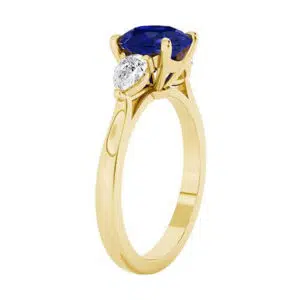 Sapphire Ring with Pear Diamond Sides 3