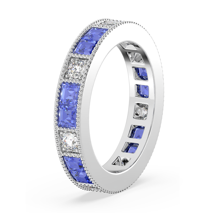 Sapphire and diamond eternity ring princess cut