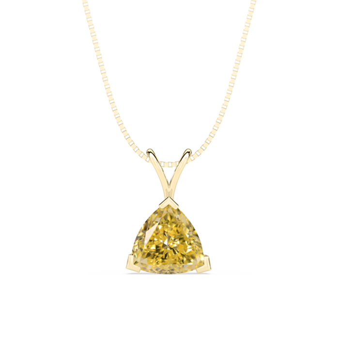 Trilliant Cut Yellow Diamond Necklace Shorter