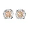 cushion champagne halo earrings front