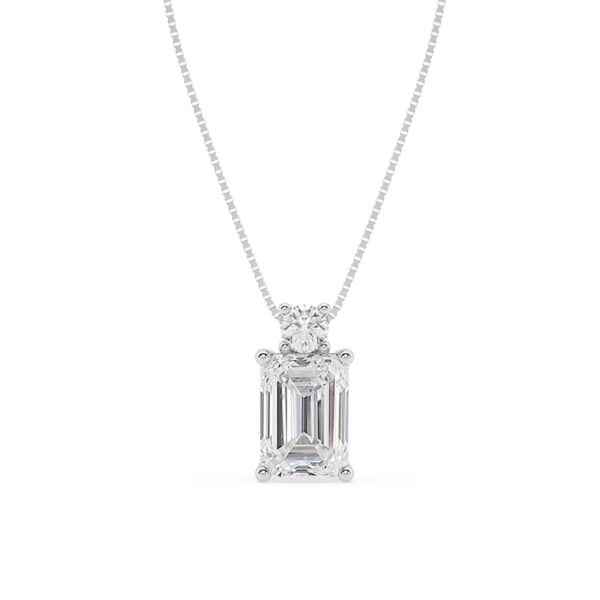 emerald cut diamond necklce white gold