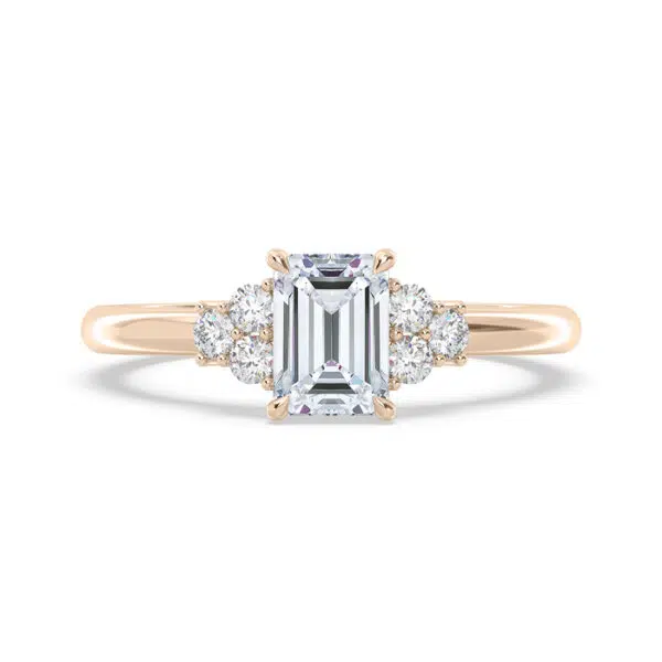 emerald cut with 3 round diamonds