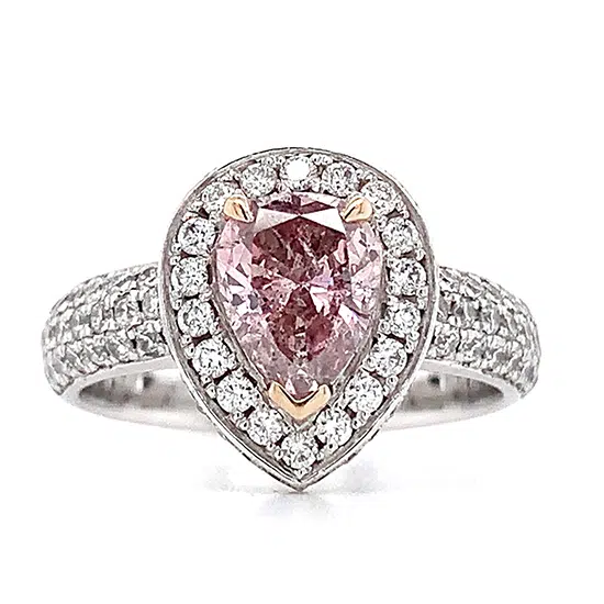 pink diamond pear shaped ring