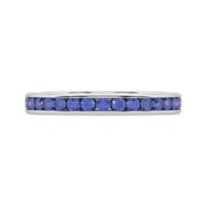 blue sapphire half eternity channel set