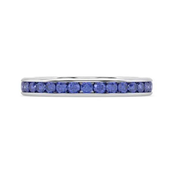 blue sapphire half eternity channel set