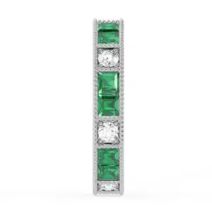 carre cut vintage emerald and diamond eternity ring 2