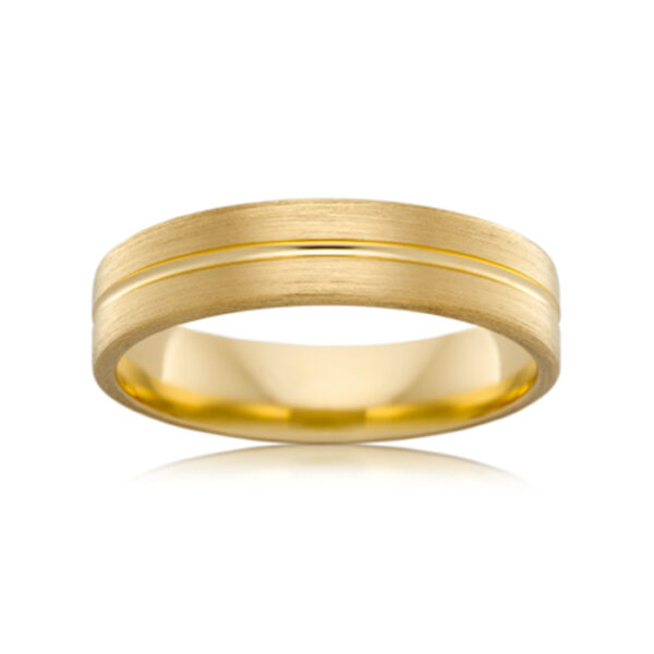 Plain matt wedding band with polished channel feature