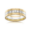 Two tone matt mens ring with three baguette diamonds