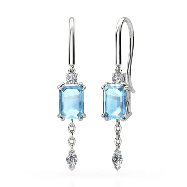 aqua drop earrings with marquise diamond drops