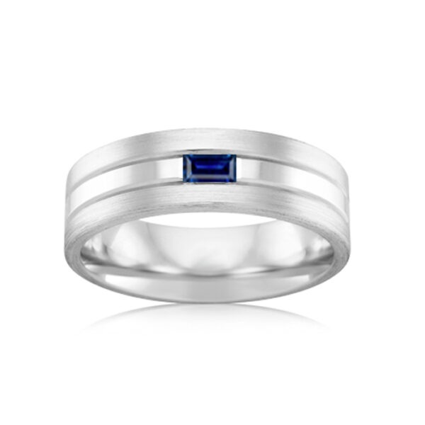 baguette sapphire mens engagement ring