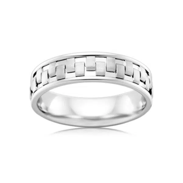 mens platium ring with center retangular detail