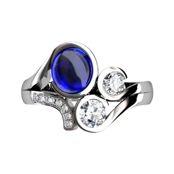 modern sapphire and diamond bezel set design