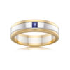 two twon mens ring with blue sapphire