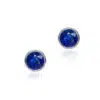 Blue Sapphire Bezel Set Studs 4mm front