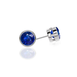 Blue Sapphire Bezel Set Studs 4mm side view