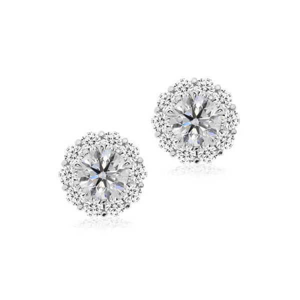 Modern Diamond Halo Earrings 50pt