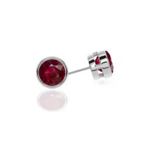 Ruby Bezel Set Studs side view