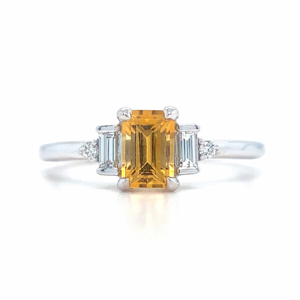 yellow sapphire and baguette diamond ring