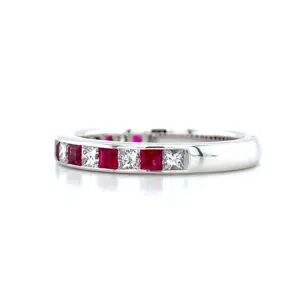 ruby and diamond eternity ring side view