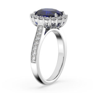 Classic Oval Blue Sapphire halo ring 2