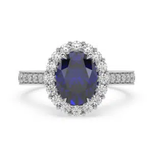 Classic Oval Blue Sapphire halo ring 4