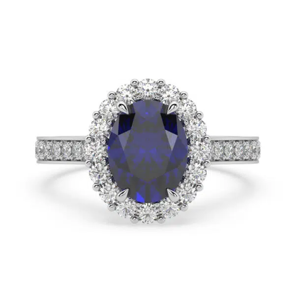 Classic Oval Blue Sapphire halo ring 4