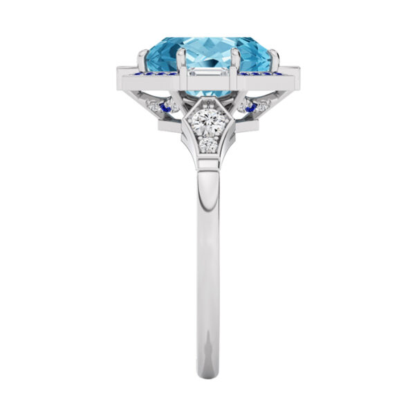 art deco aquamarine dress ring with blue sapphire highlights 4