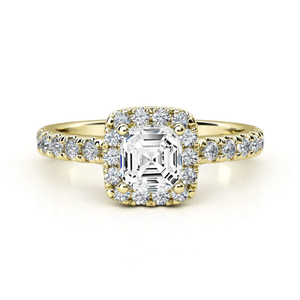 asscher cut halo engagement ring in yellow gold 4