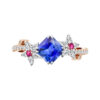 asscher cut sapphire floral inspired dress ring with pink diamonds