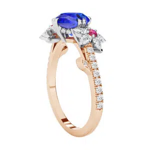 asscher cut sapphire floral inspired dress ring with pink diamonds 2