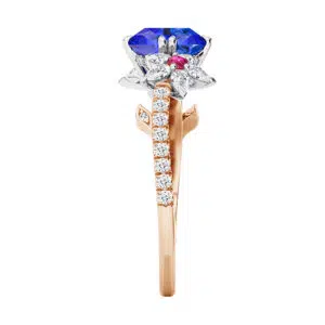 asscher cut sapphire floral inspired dress ring with pink diamonds 3