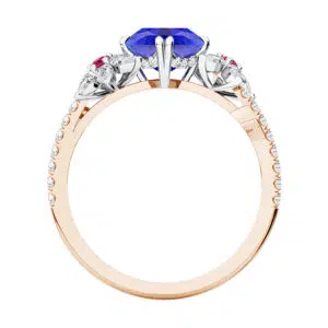 asscher cut sapphire floral inspired dress ring with pink diamonds 4