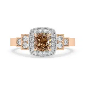 cognac diamond art deco style dress ring 1