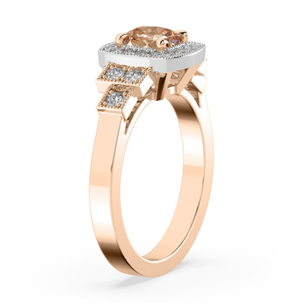 cognac diamond art deco style dress ring 3