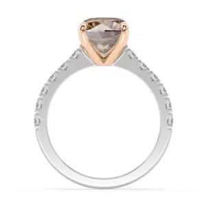 cushion cut champagne diamond ring with diamond band 2