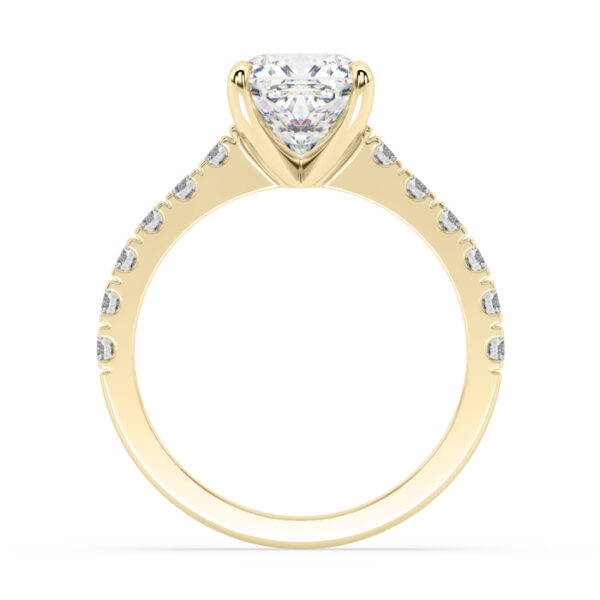 cushion cut diamond engagement ring in yellow gold 2