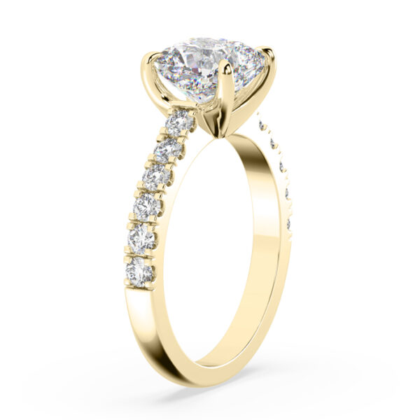 cushion cut diamond engagement ring in yellow gold 3