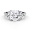 cushion cut diamond ring with three rounds on each side 2