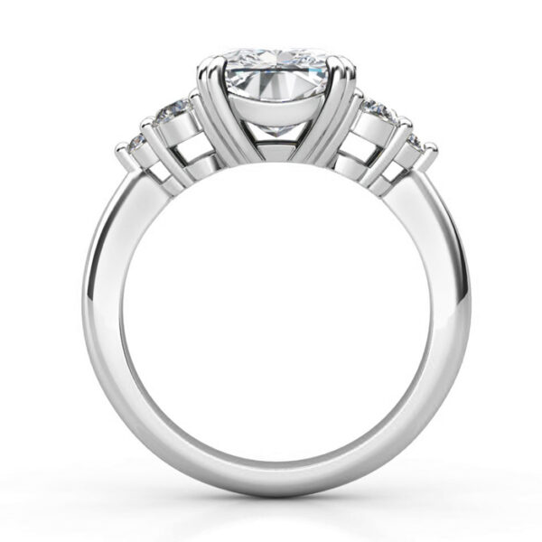 cushion cut diamond ring with three rounds on each side 3