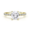 cushion cut diamond with diamond band in yellow gold 4