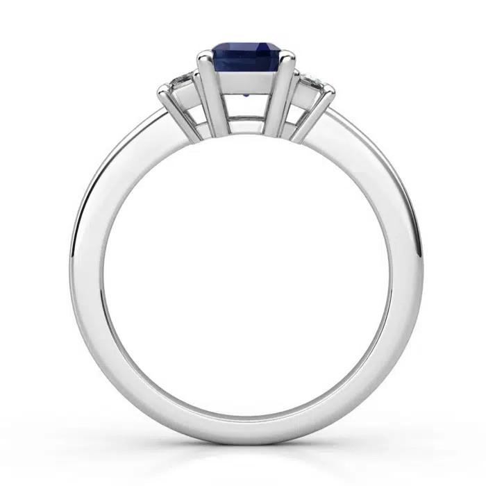 Emerald Cut Sapphire Three Stone Engagement Ring