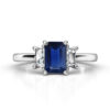 emerald cut sapphire three stone engagement ring 4